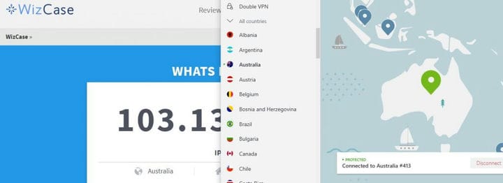 Получить IP-адрес в Австралии с NordVPN