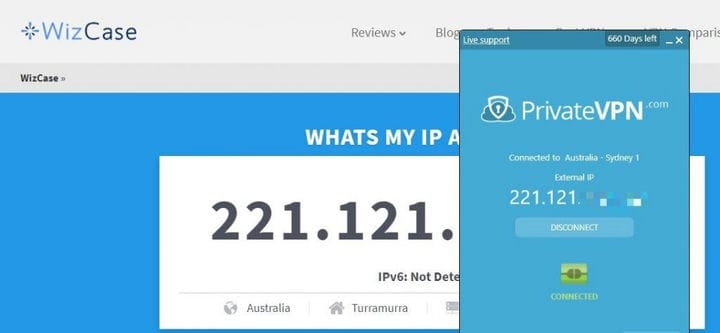 Получить IP-адрес в Австралии с PrivateVPN