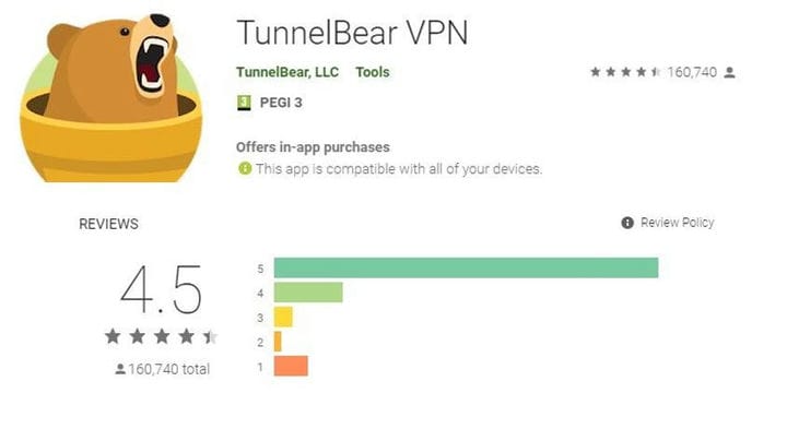 TunnelBear Google Play