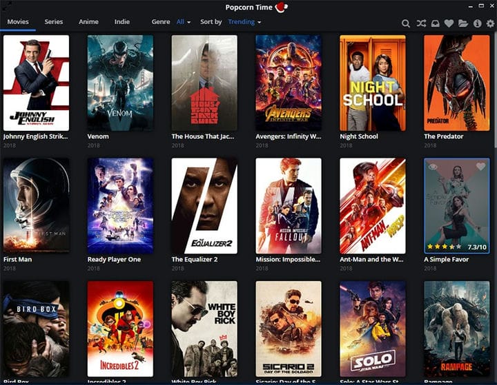 Popcorn Time транслирует бесплатные фильмы и сериалы онлайн